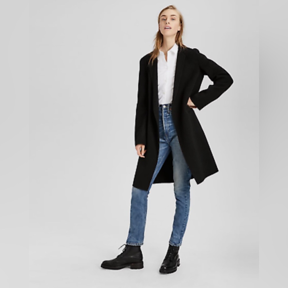 Theory Womens Double-Faced Black Wool & Cashmere
Essential Coat Size Medium